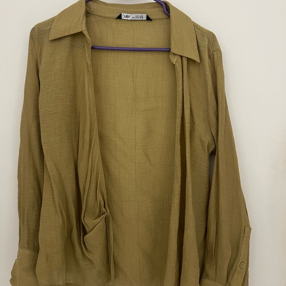Zara Wrap Around Top Olive Green